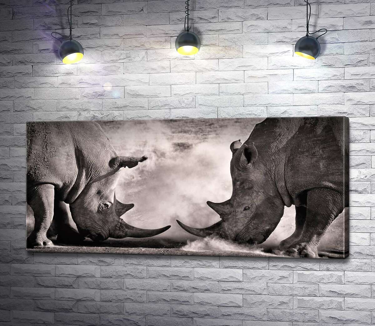 картина Носороги перед схваткой