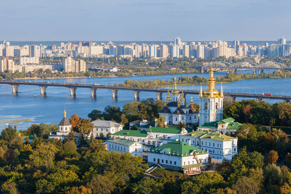 картина-постер Вид з висоти на київську Лавру