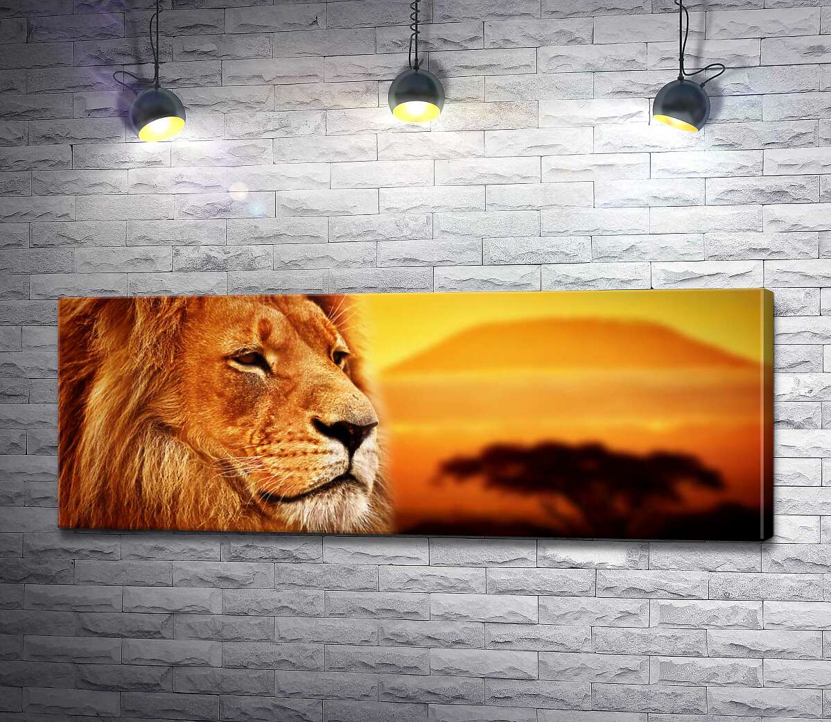 картина Величественный лев на фоне саванны
