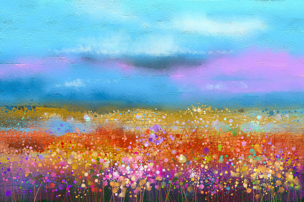 картина-постер Квіткове поле з барвистими плямами