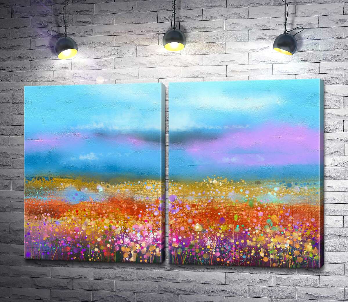 модульна картина Квіткове поле з барвистими плямами