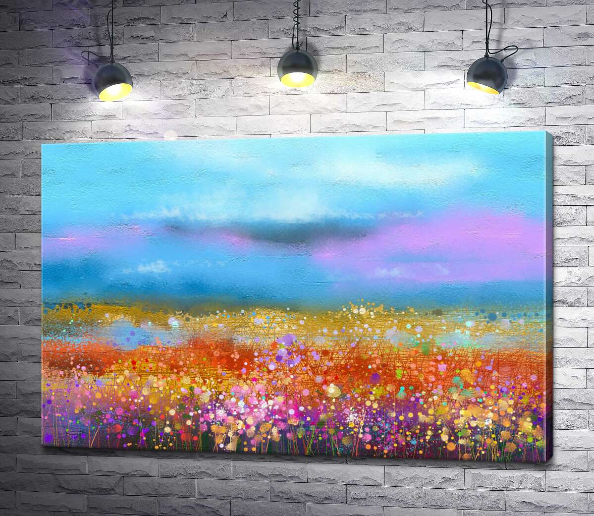 картина Цветочное поле из красочных пятен