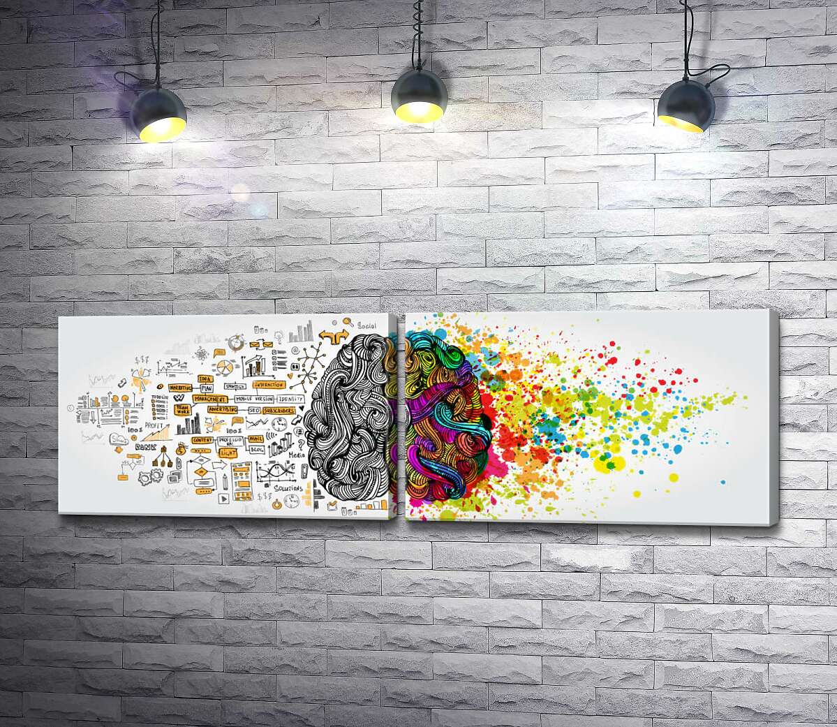 модульна картина Технічна та творча сторона мозку