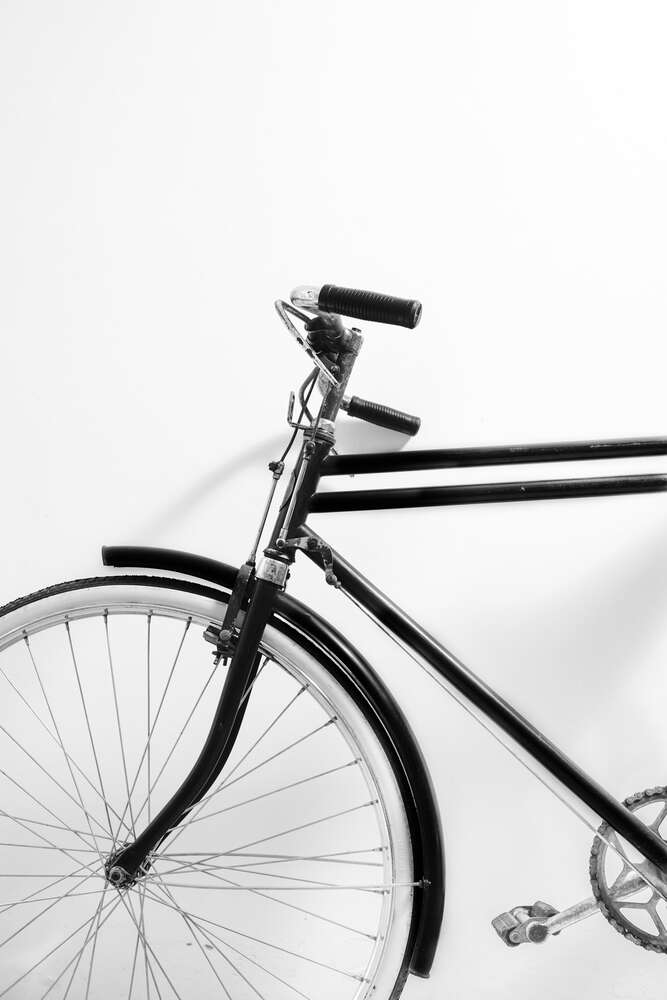 картина-постер Фрагмент чорно-білого велосипеда