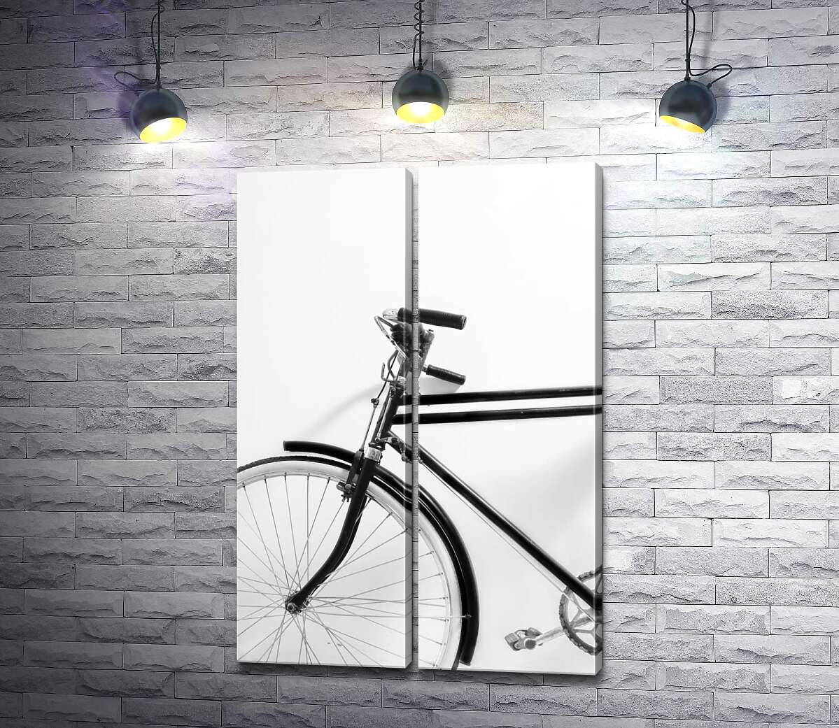 модульна картина Фрагмент чорно-білого велосипеда