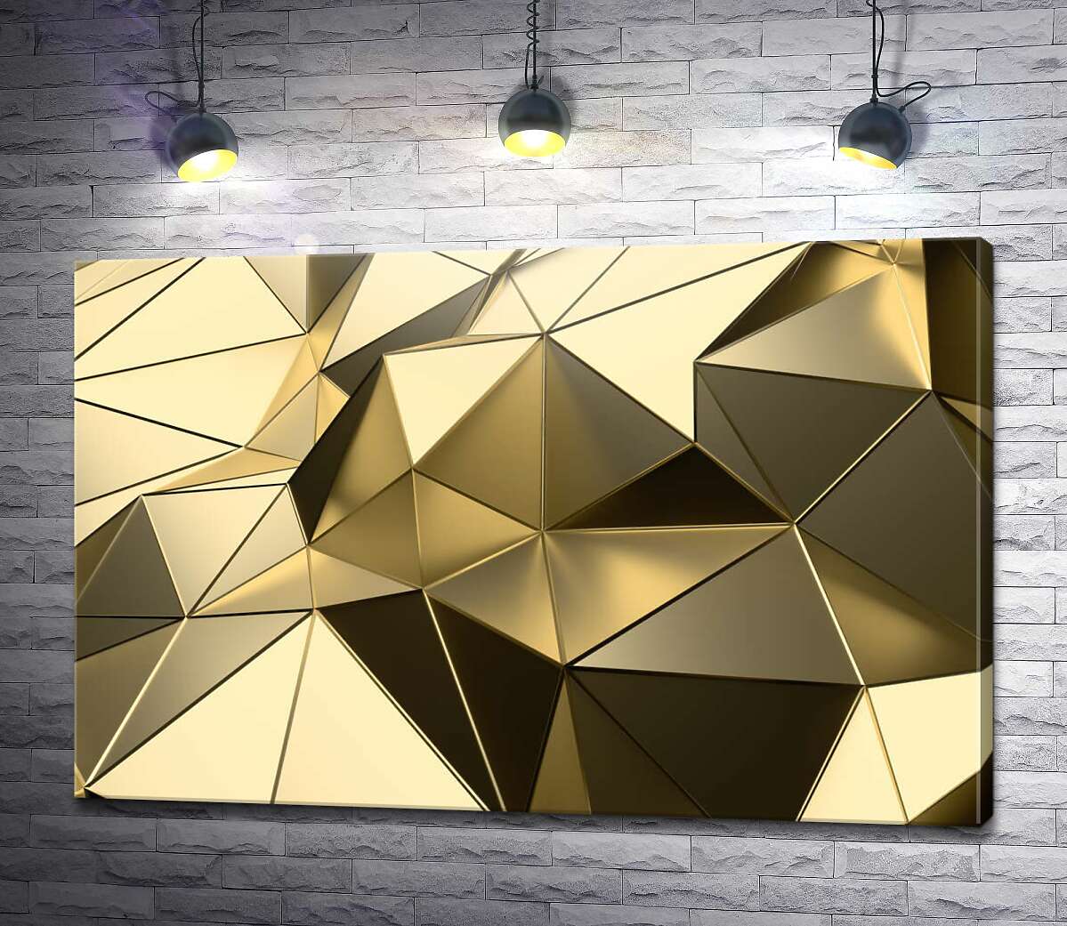 картина Золота металева стіна з полігонів