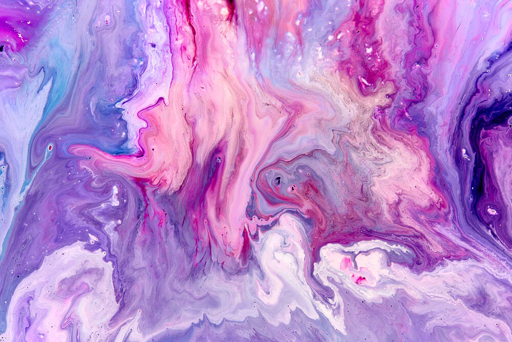 картина-постер Абстракция красочных разводов в фиолетово-сиреневых тонах