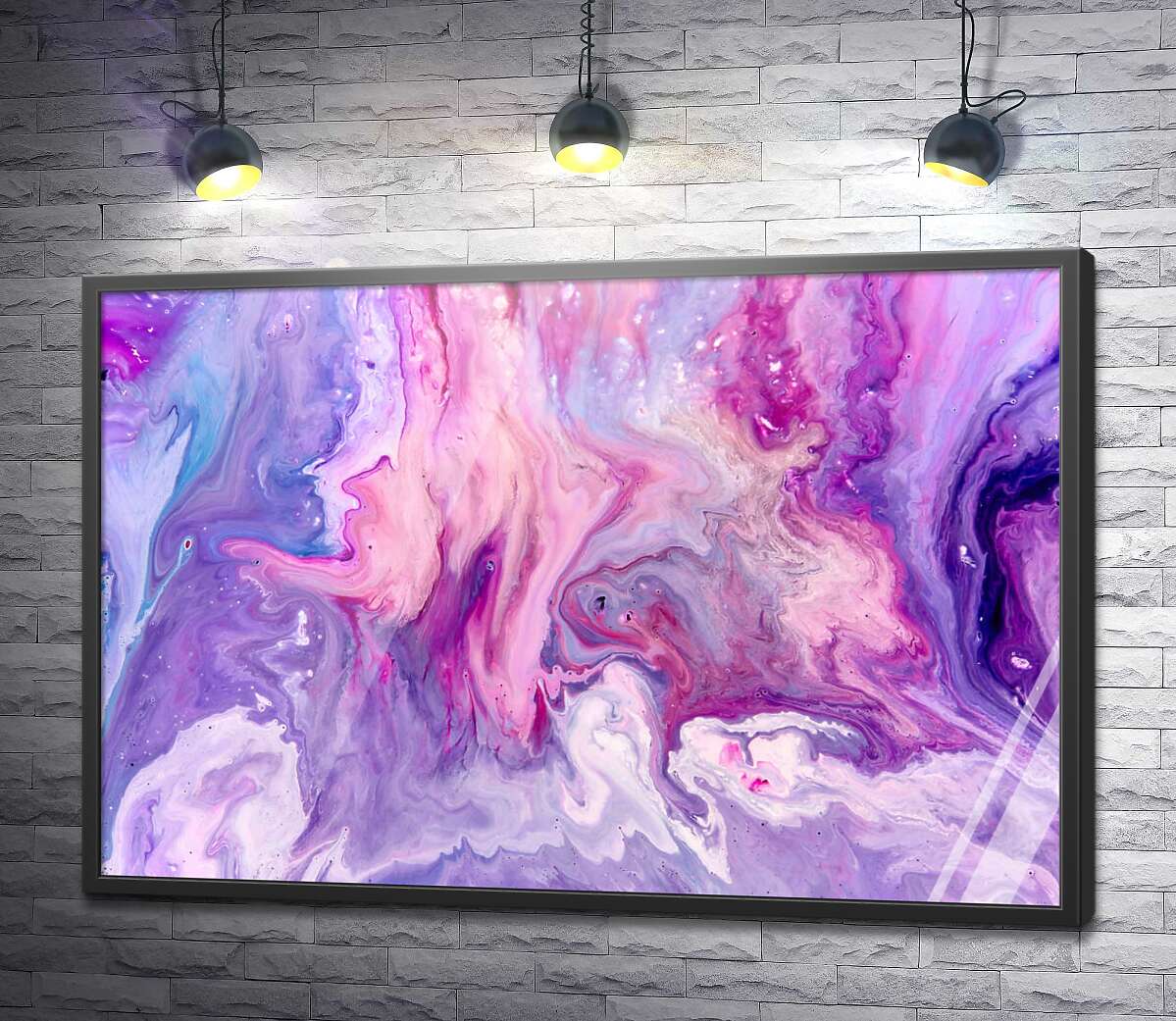 постер Абстракція барвистих розводів у фіолетово-бузкових тонах