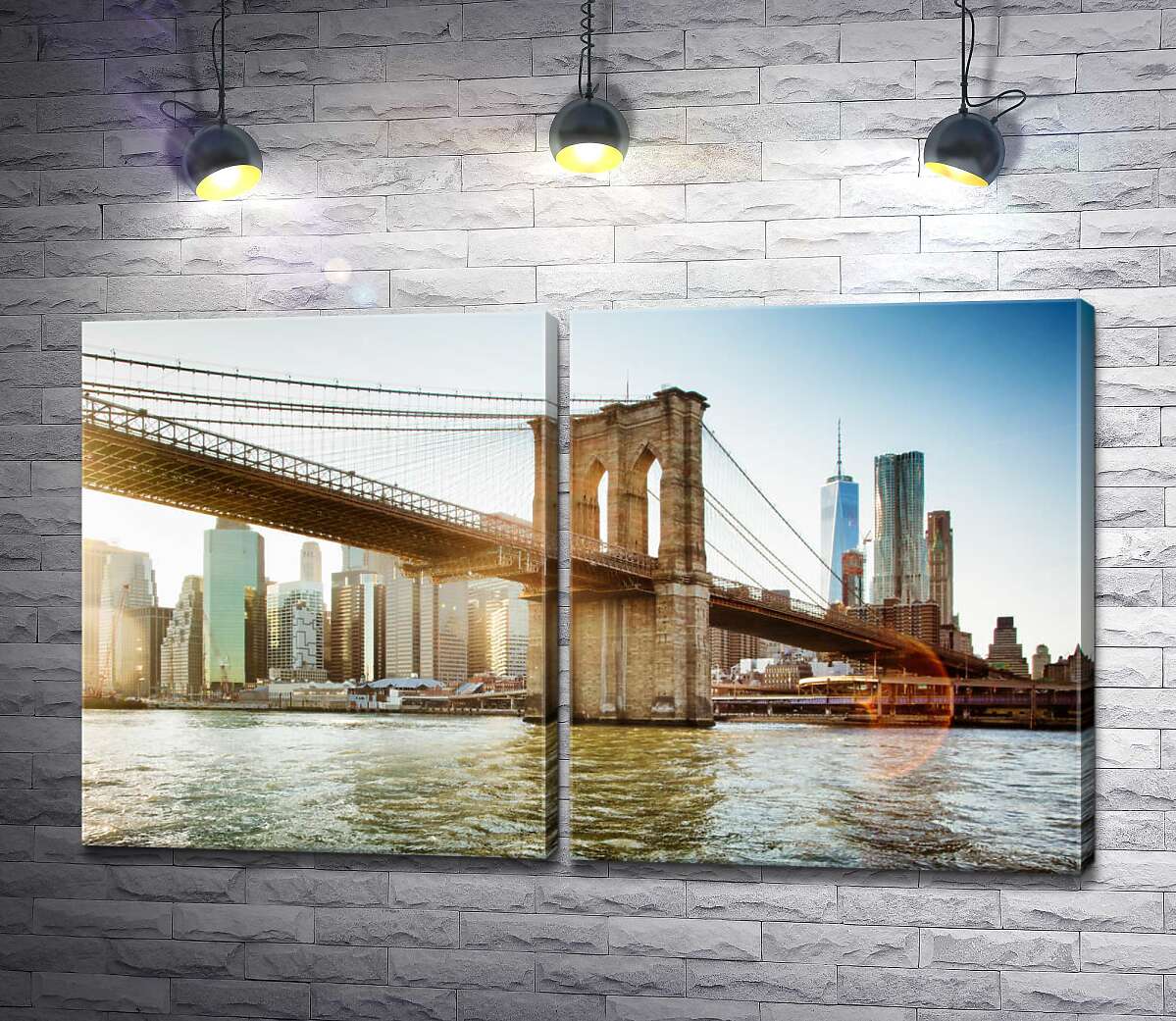 модульная картина Бруклинский мост в Нью Йорке через Ист Ривер