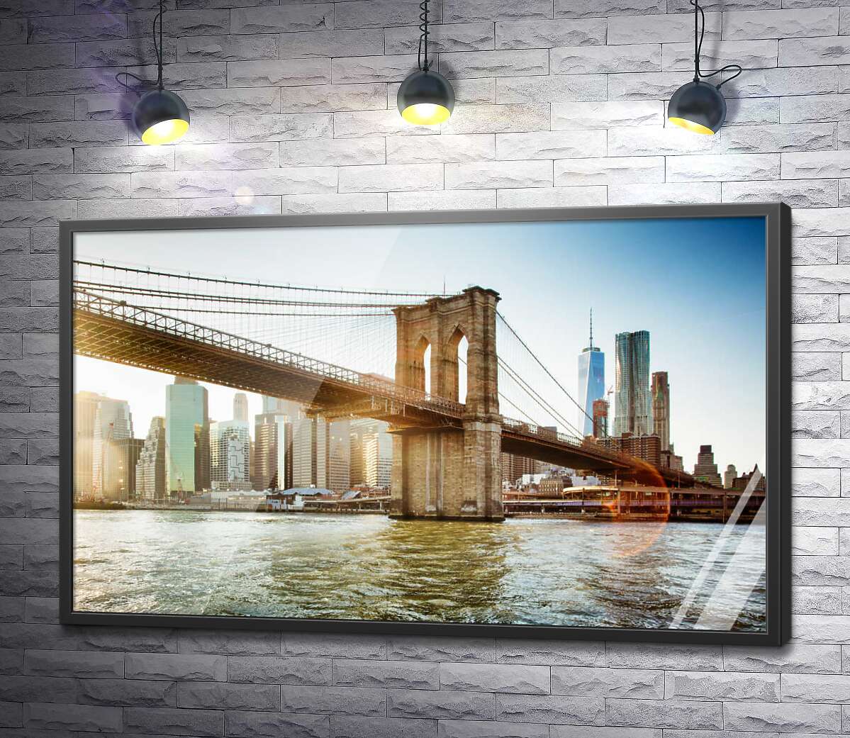 постер Бруклінський міст у Нью-Йорку через Іст Рівер