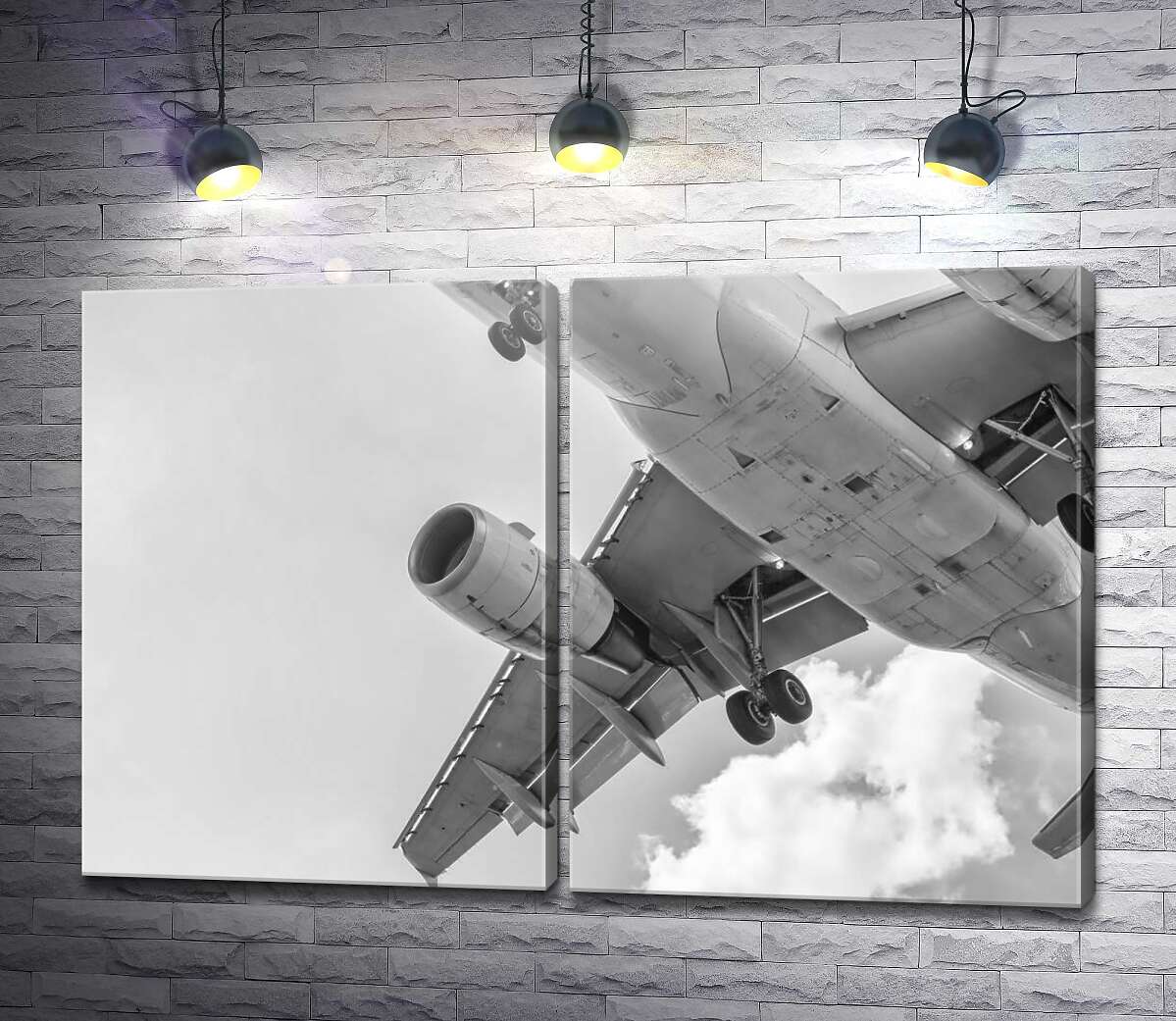 модульна картина Частина літака в польоті, вид знизу