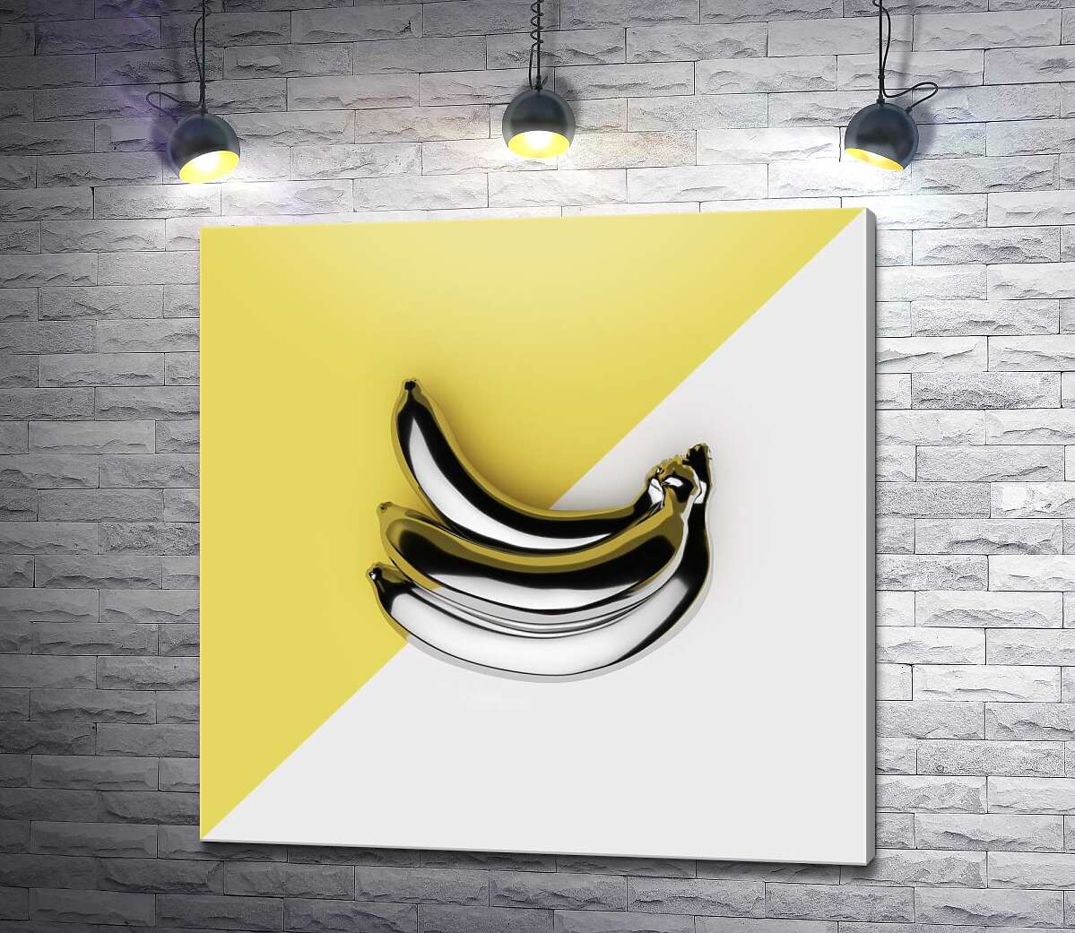 картина Металеві банани на жовто-білому тлі