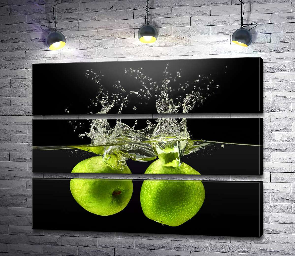 модульная картина Два зеленых яблока в воде (Модуль №15)