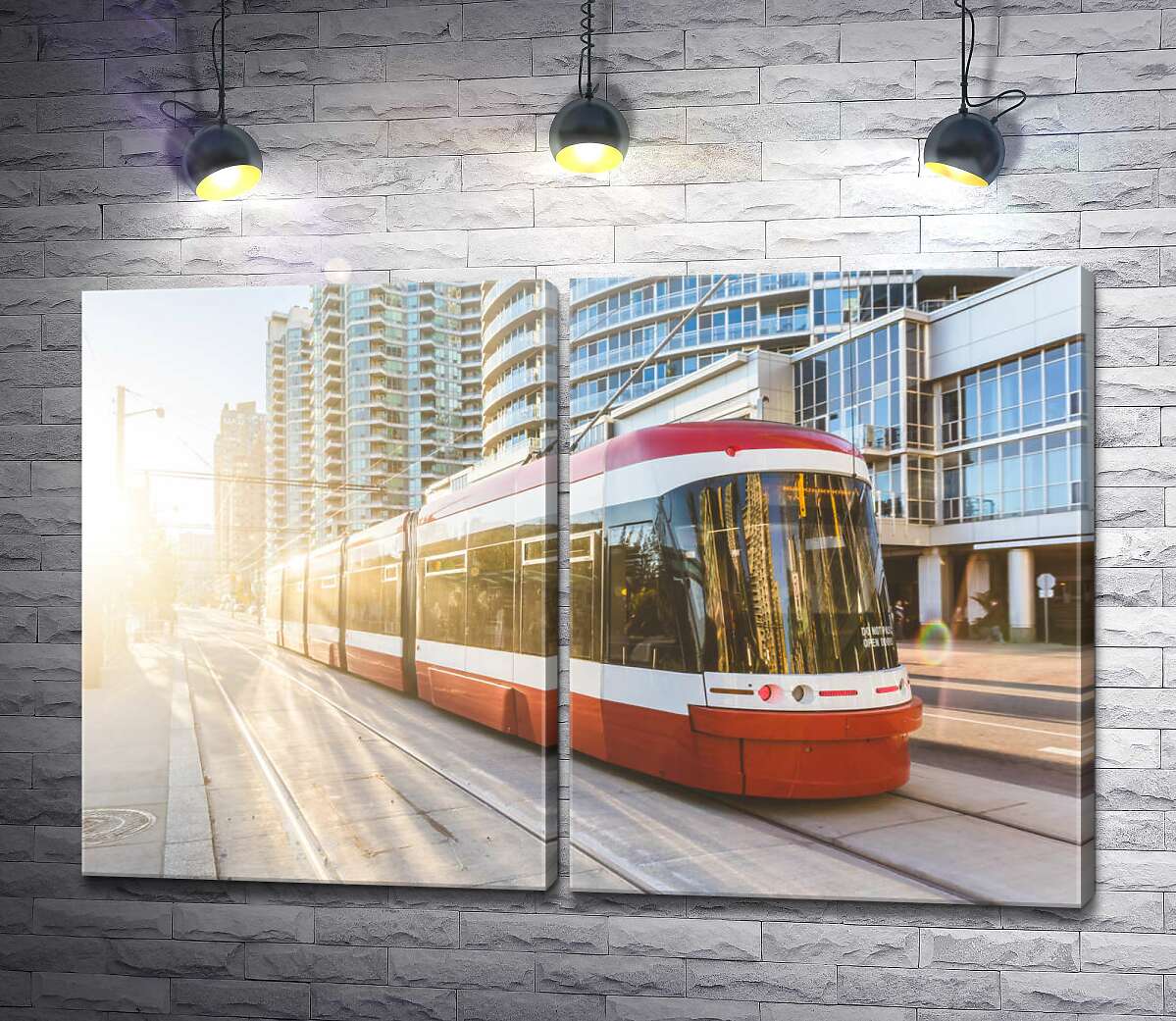 модульная картина Скоростной трамвай в современном городе