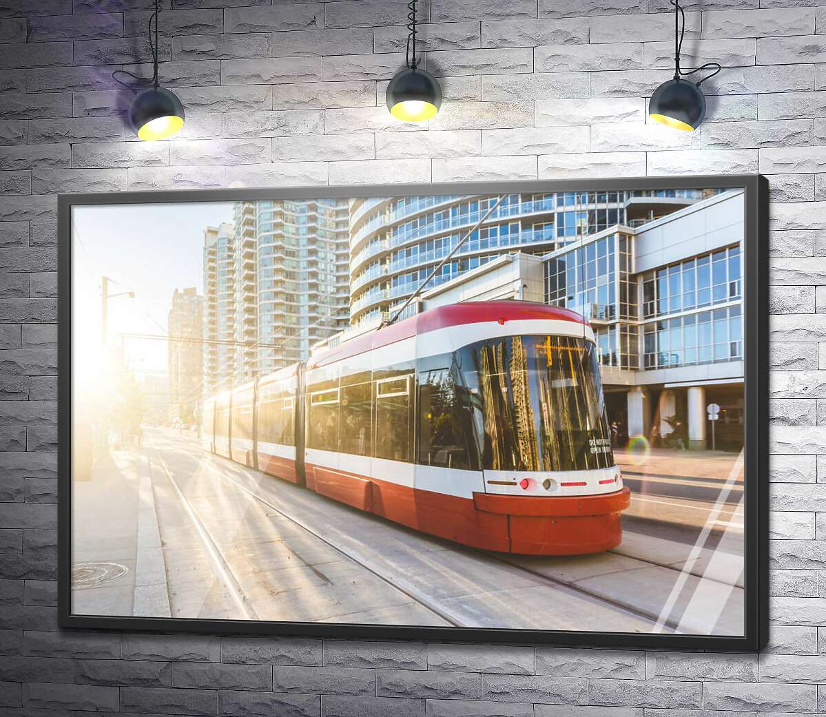 постер Швидкісний трамвай у сучасному місті