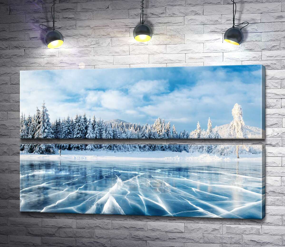 модульна картина Замерзлі озера на тлі соснового лісу (Модуль №7)