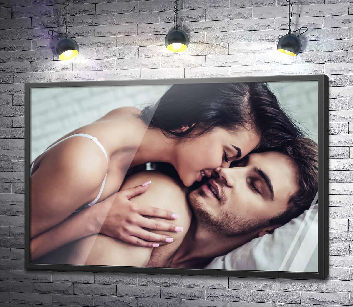 постер Ніжний поцілунок дівчини та хлопця