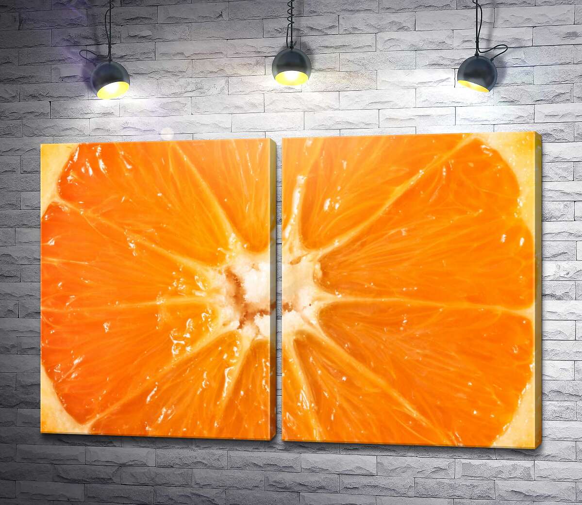 модульная картина Разрез апельсина крупным планом