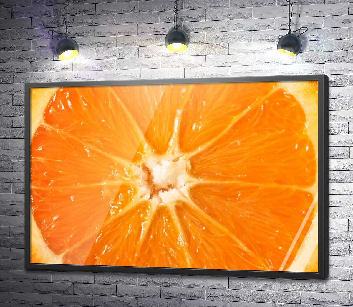 постер Разрез апельсина крупным планом