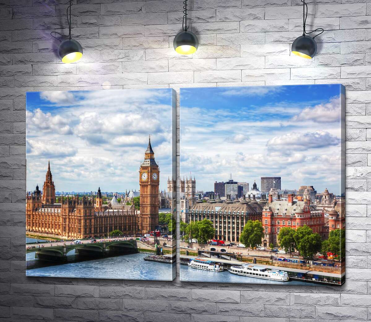 модульная картина Вид на Вестминстерский мост и Биг Бен в Лондоне