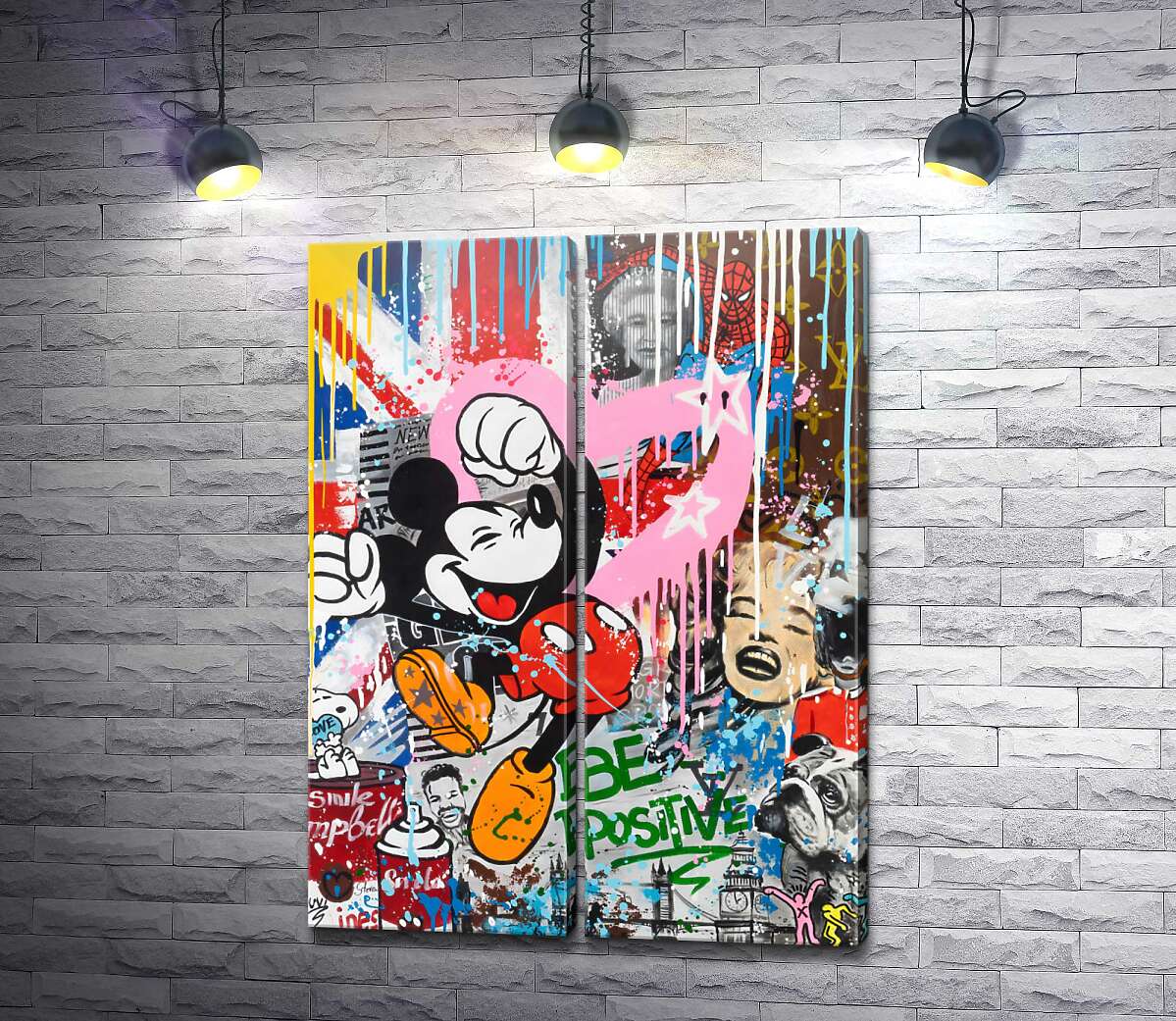 модульная картина Арт граффити с Микки Маусом: Be positive