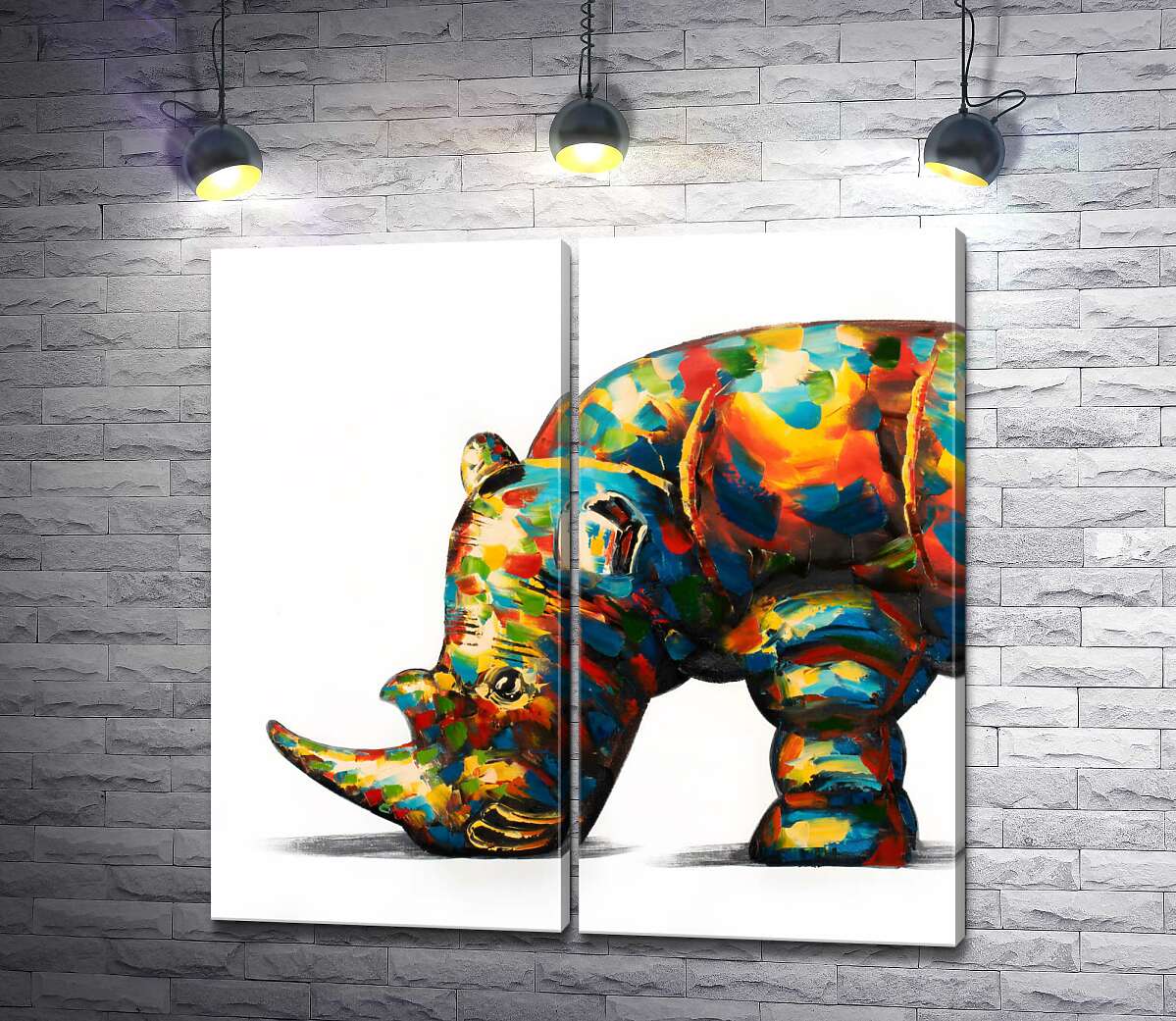 модульная картина Красочный носорог