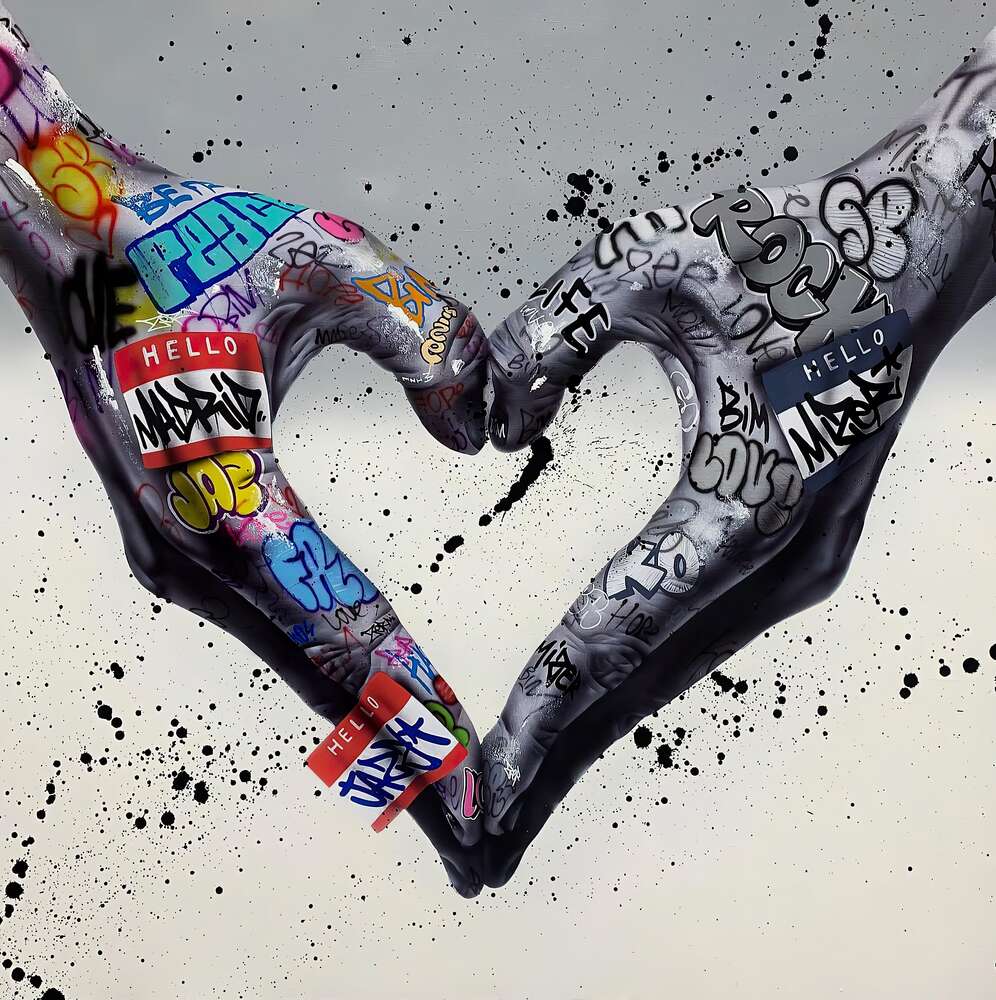 картина-постер Руки з графіті у формі серця