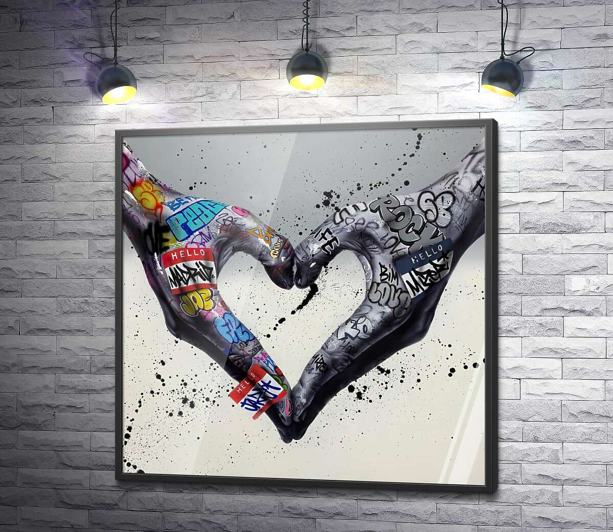 постер Руки з графіті у формі серця