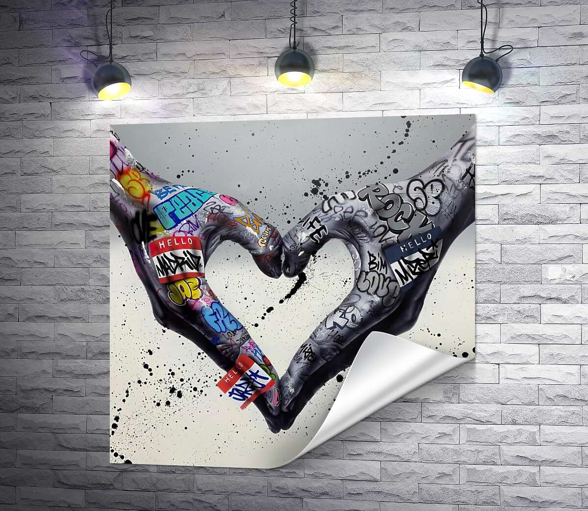 друк Руки з графіті у формі серця