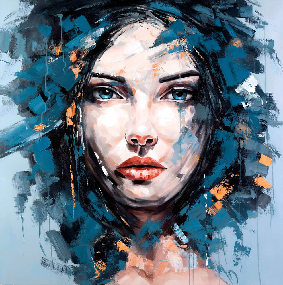 картина-постер Абстрактный портрет голубоглазой девушки