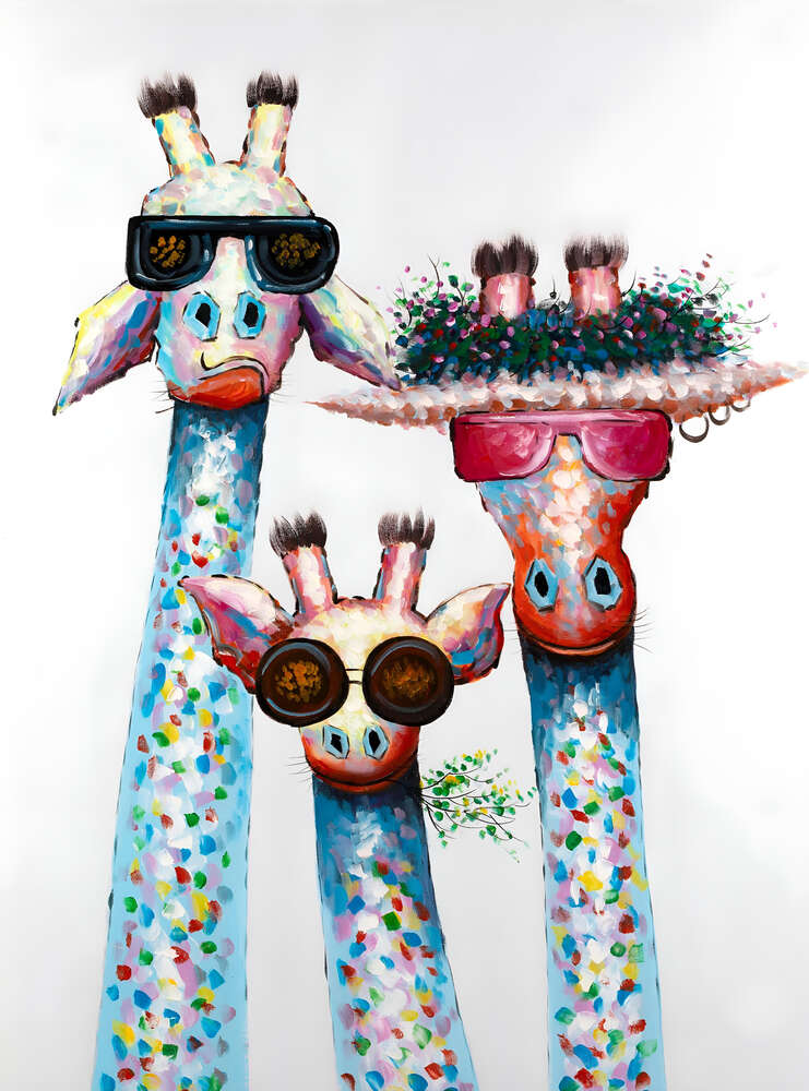картина-постер Три жирафа в очках