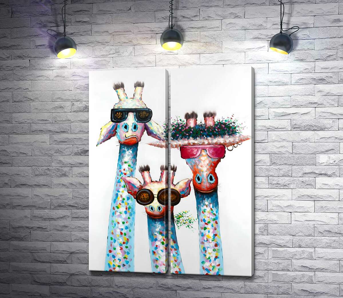 модульная картина Три жирафа в очках