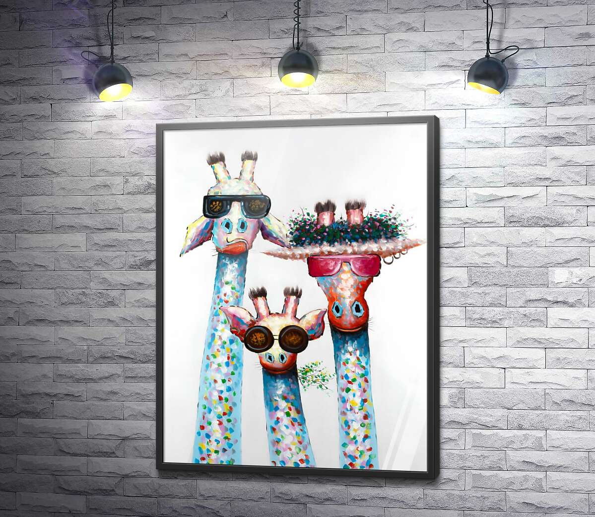постер Три жирафи в окулярах