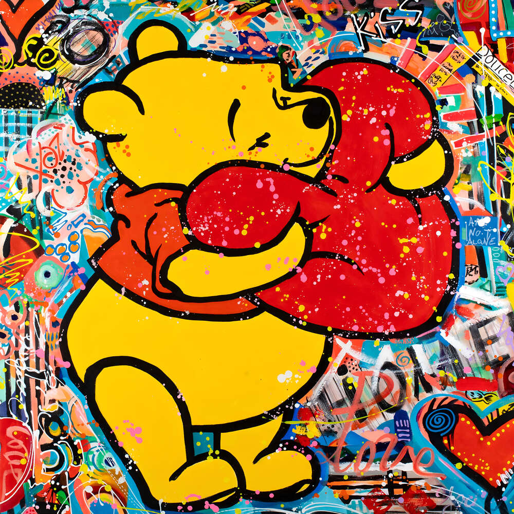 картина-постер Арт граффити Винни-Пуха с сердцем: love is all we need