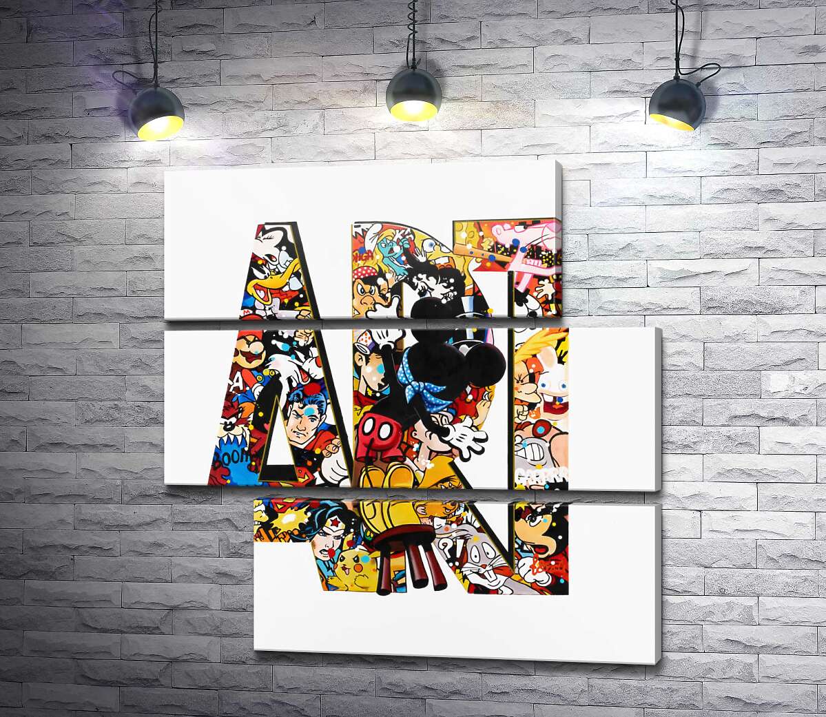 модульна картина Напис ART і Міккі Маус бомбер (Модуль №16)