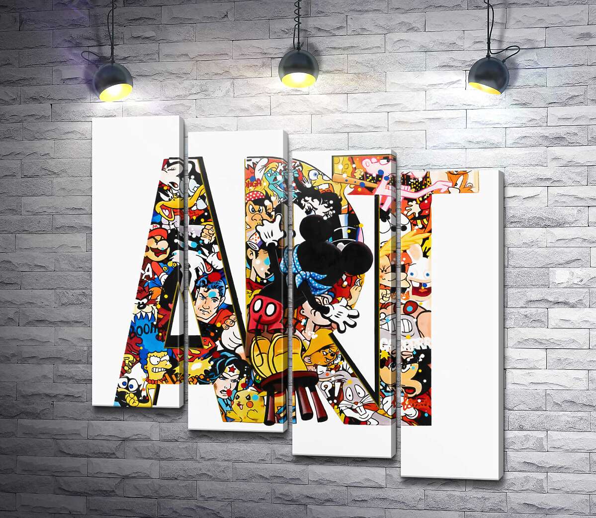 модульна картина Напис ART і Міккі Маус бомбер (Модуль №19)