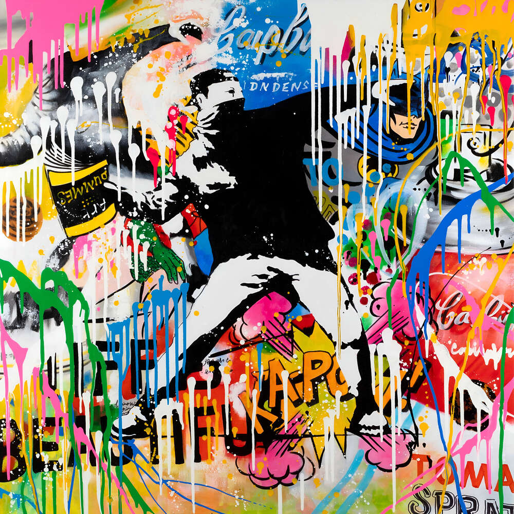 картина-постер Арт граффити с протестным персонажем Бэнкси