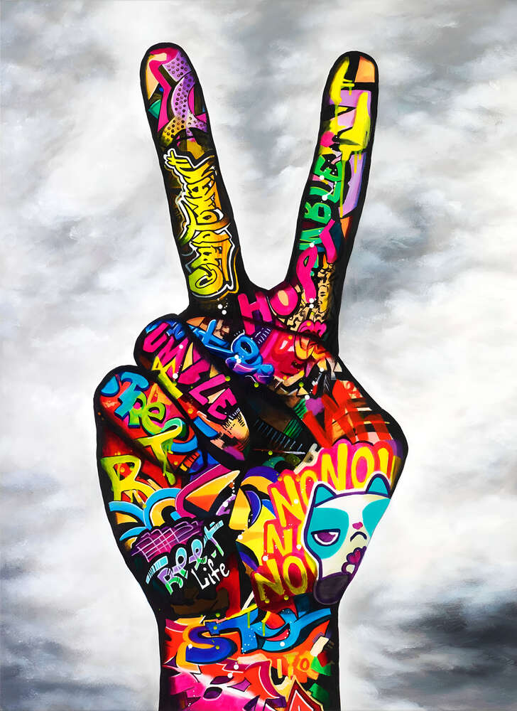 картина-постер Рука з графіті і знак перемоги