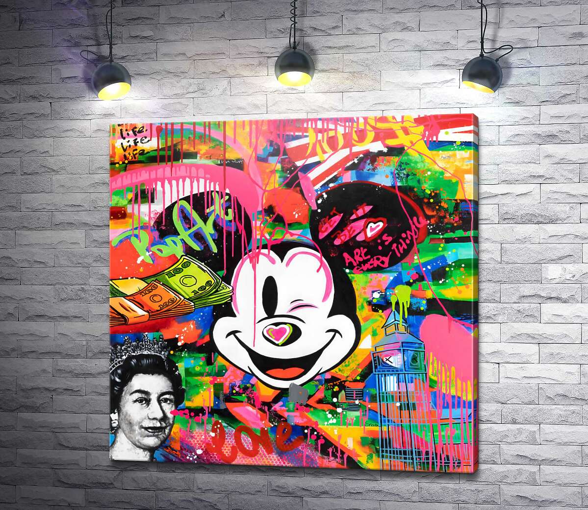 картина Арт граффити с Микки Маусом и королевой