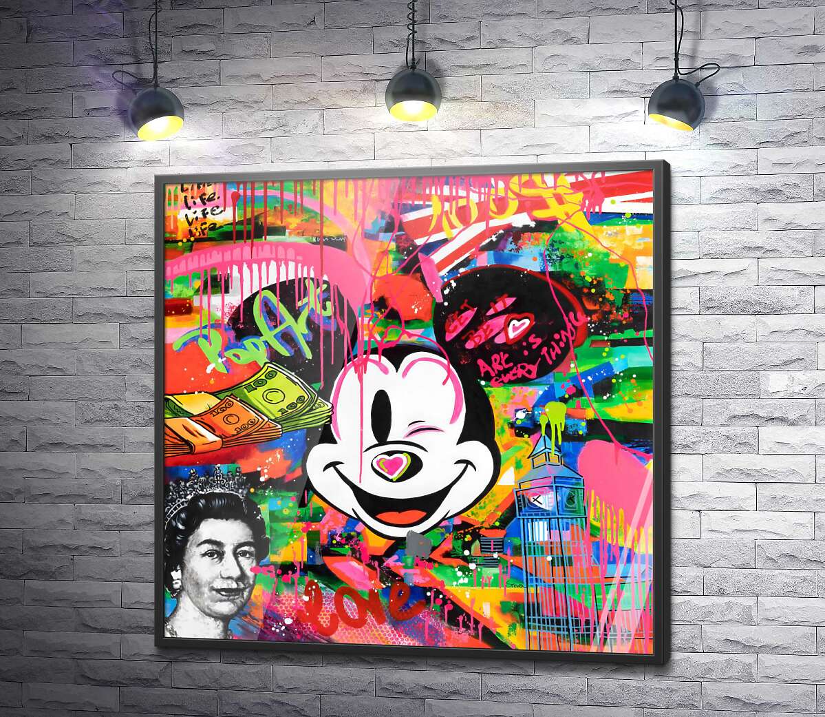 постер Арт графіті з Міккі Маусом та королевою