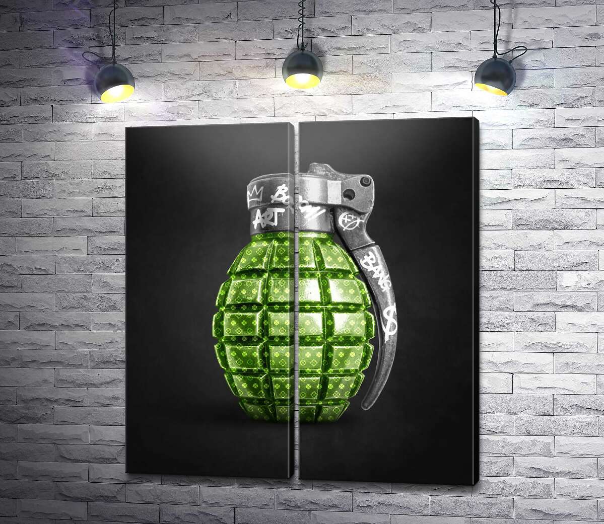 модульная картина Арт граната в зеленом