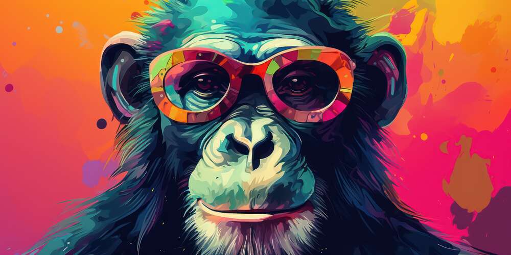 картина-постер Красочная обезьяна в очках