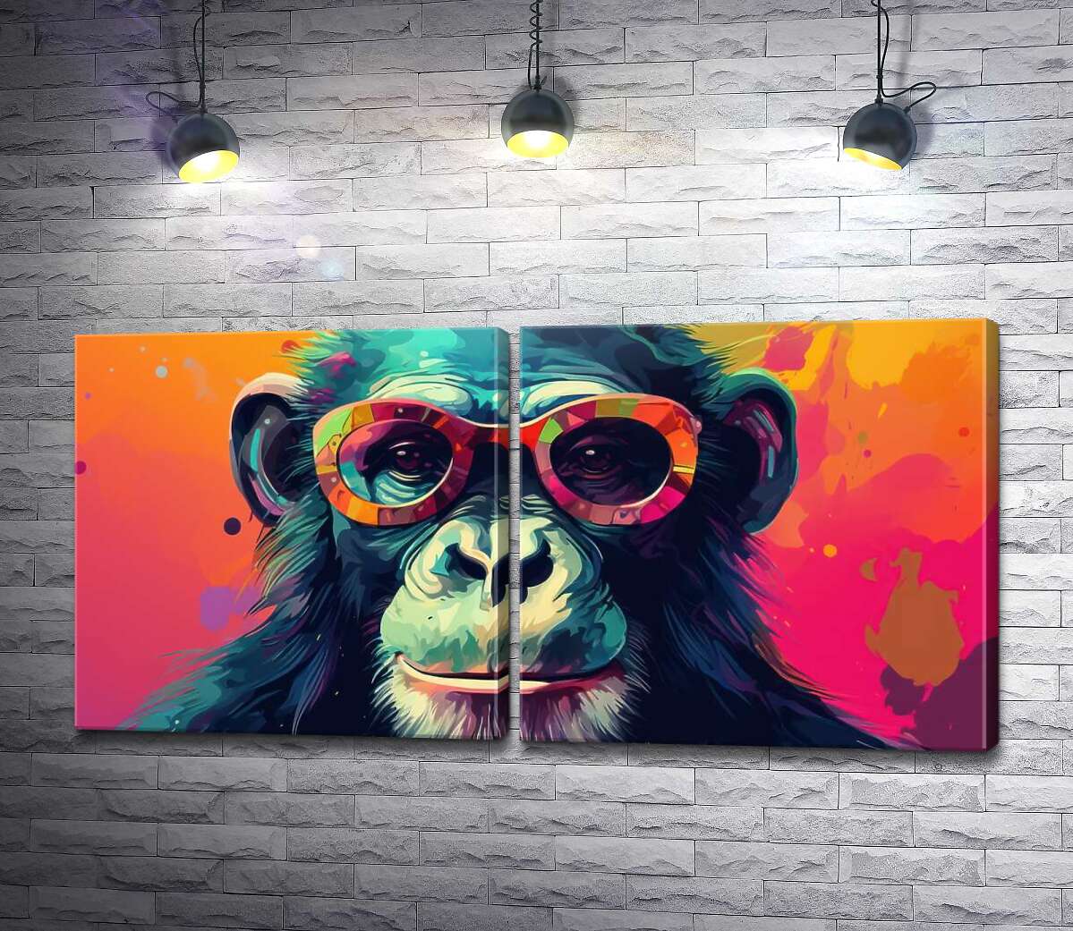 модульная картина Красочная обезьяна в очках