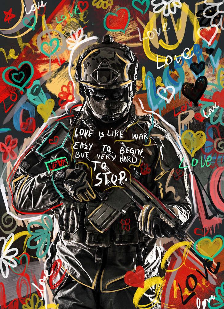 картина-постер Make love not war: арт солдат