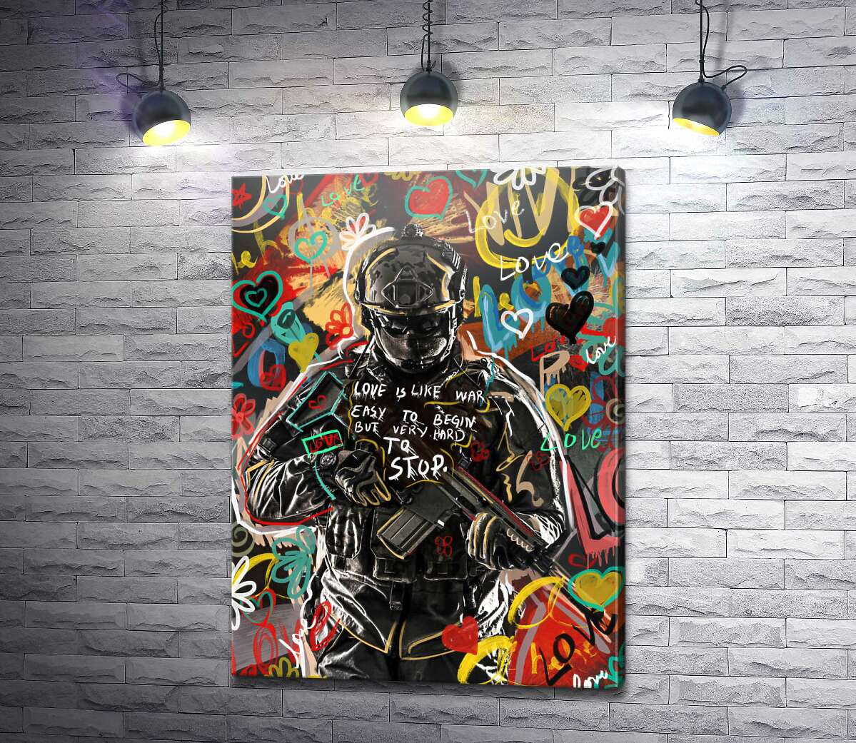 картина Make love not war: арт солдат