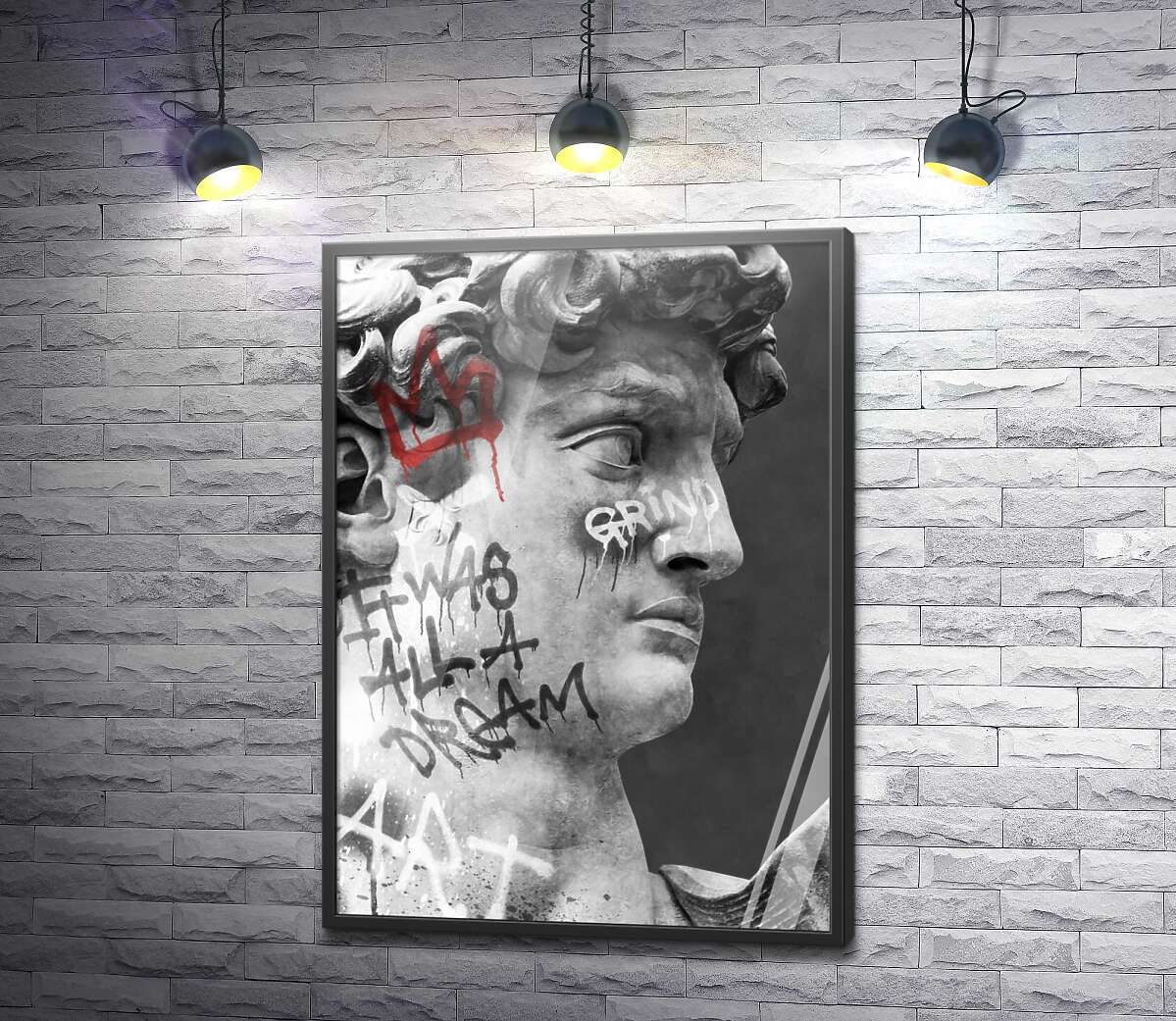 постер Статуя Давида с арт-граффити на лице