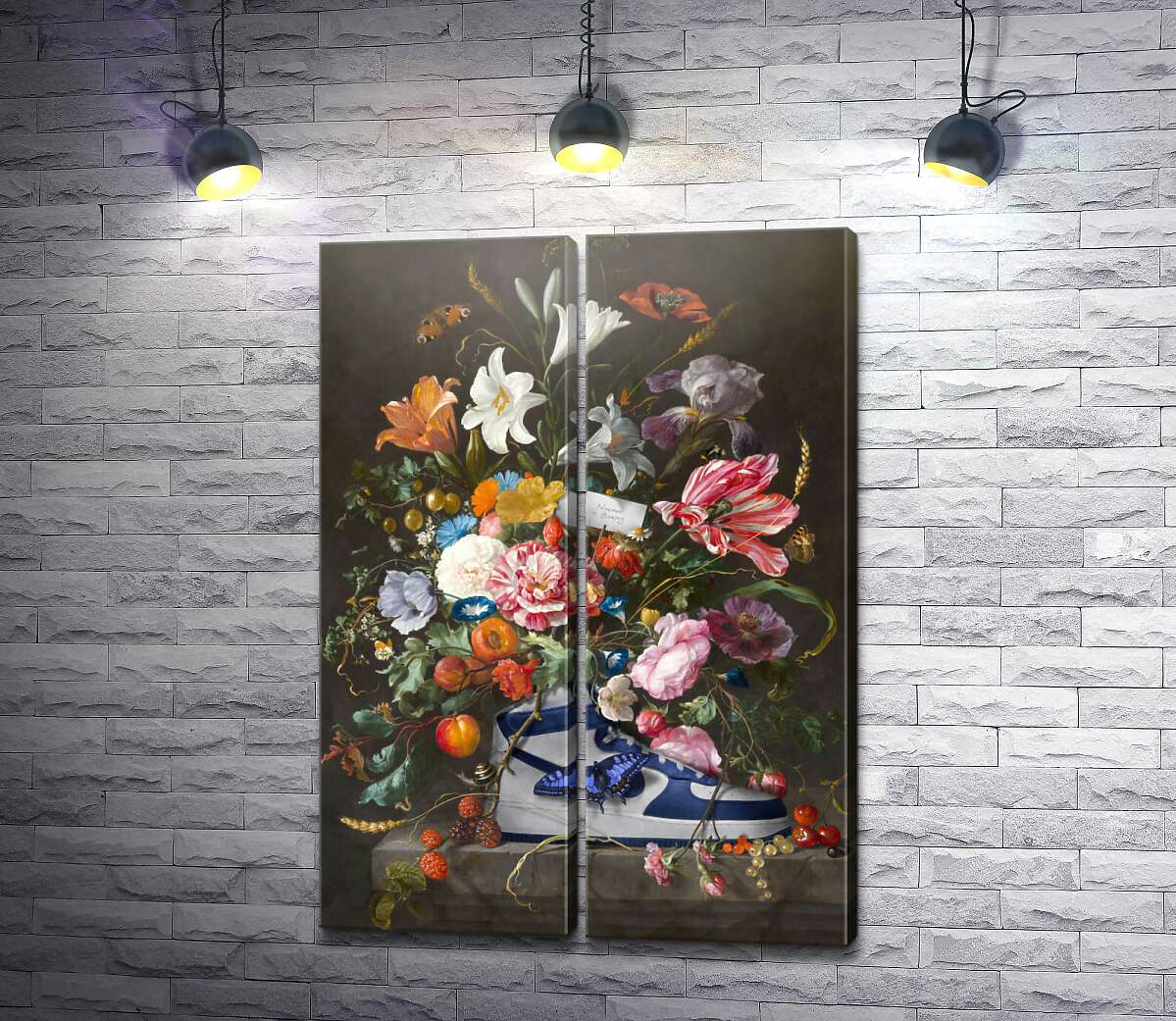 модульная картина Кроссовок и цветы