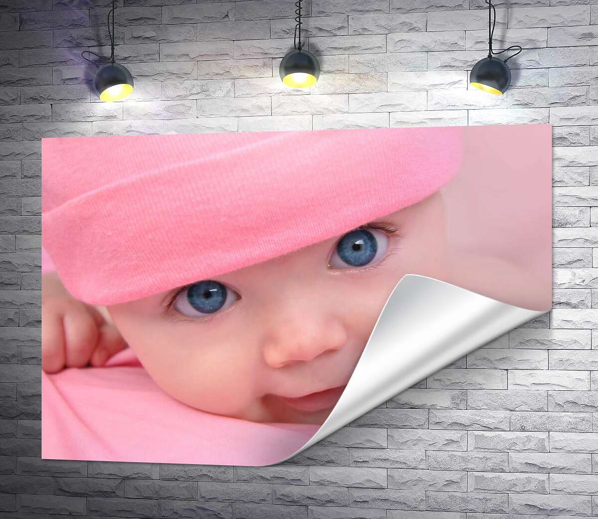 печать Чистый взгляд голубых глаз младенца