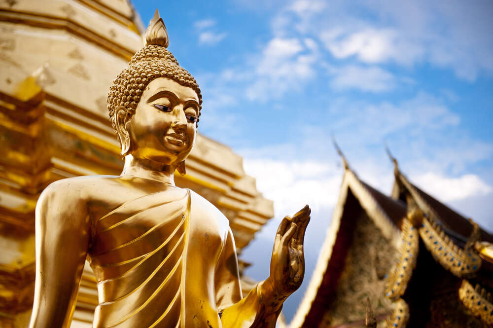 картина-постер Золотая статуя будды