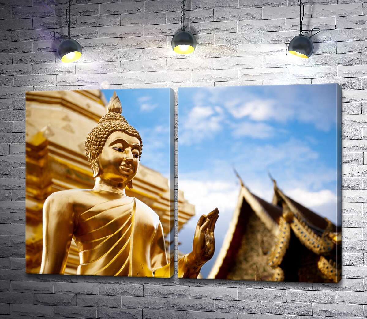 модульная картина Золотая статуя будды